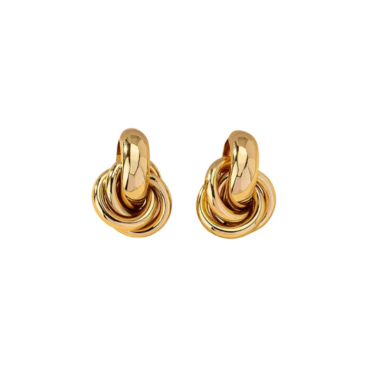 Gold Knot Hoop Earrings – Trendy Twist Studs for Women