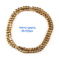 Gold beads on a white background with text indicating size and quantity.