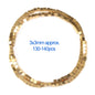 Gold beaded necklace with size and quantity information on a white background