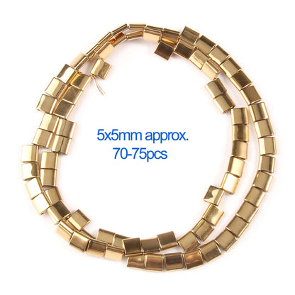 Gold beads arranged in a circular pattern with text indicating size and quantity on a white background.