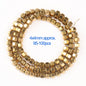 Gold beads on a string with size and quantity information on a white background