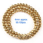 Gold beads on a white background with text indicating size and quantity.