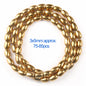 Gold beads arranged in a circular pattern on a white background with text indicating size and quantity.