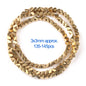 Gold beaded necklace with size and quantity information on a white background