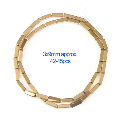 Gold beaded necklace with measurement details on a white background