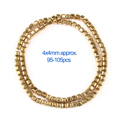 Gold beads in a circular arrangement with size and quantity information on a white background