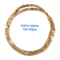 Gold beads in a circular arrangement with text indicating size and quantity on a white background