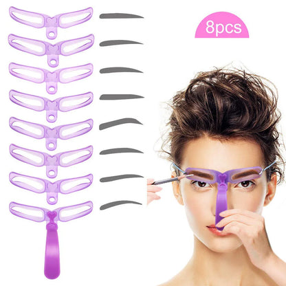 8-in-1 Reusable Eyebrow Stencil Set – Brow Stamp Template & Makeup Tools