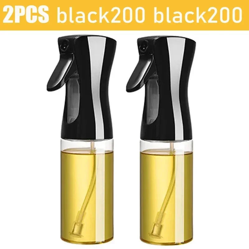 Two black spray bottles with clear liquid on a white background, labeled '2PCS black200'.