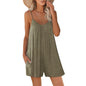 Woman wearing a green dress on a white background
