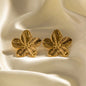 Vintage Gold Flower Stud Earrings – Geometric Statement Jewelry for Women
