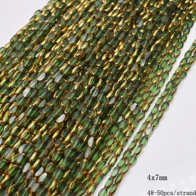 4x7mm Gold Plated Glass Spacer Beads – Briolette Crystal Beads for Jewelry DIY