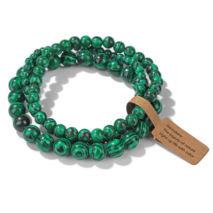 3pcs Natural Stone Beads Bracelet Set for Women & Men - Agates & Quartz