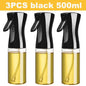 Three black and clear spray bottles with yellow liquid on a white background, labeled '3PCS black 500ml'.