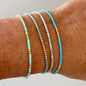 4-Piece Turquoise Seed Bead Bracelet Set – Boho Gold-Plated Elastic Jewelry