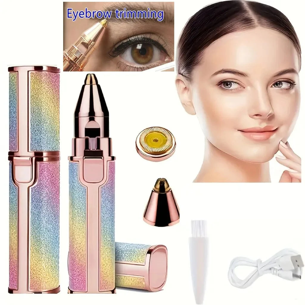Stainless Steel Eyebrow Trimmer Scissors & Comb Set - Precision Grooming Tool for Men and Women - Effortless Hair Removal