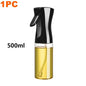 Spray bottle with black nozzle and clear body containing oil, labeled '500ml' on a white background.