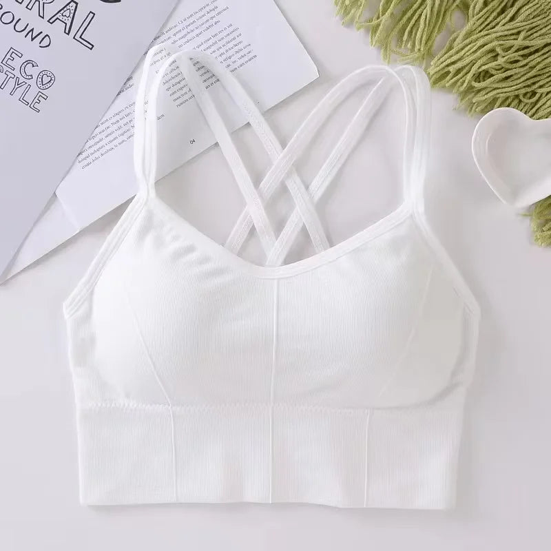 Women's Cross Strap Push-Up Sports Bra – Breathable Yoga Tank Top
