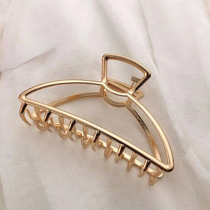 Gold Hollow Geometric Hair Claw – Stylish Metal Hair Clip for Women