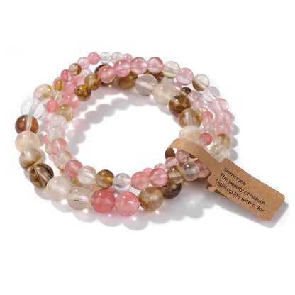 3pcs Natural Stone Beads Bracelet Set for Women & Men - Agates & Quartz