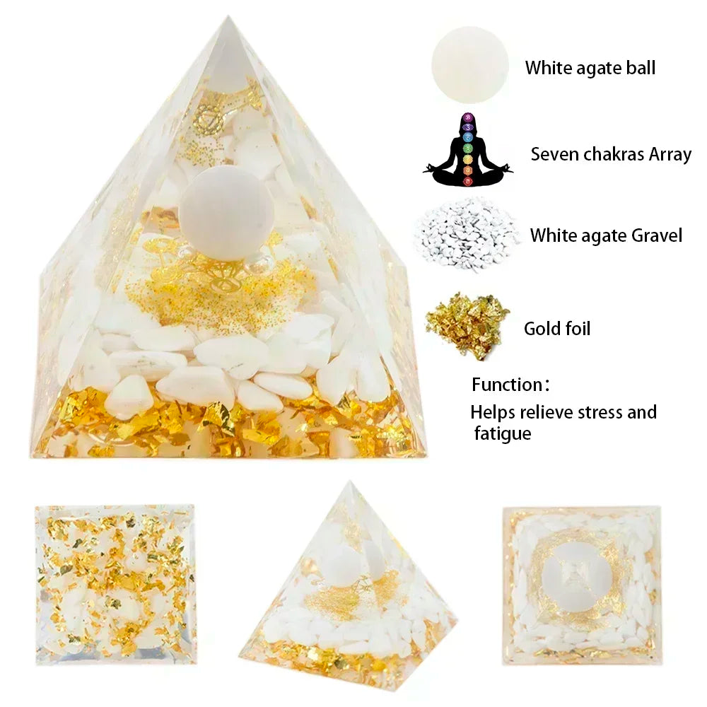 Natural Crystal Energy Pyramid – Peridot & Amethyst Chakra Healing Décor