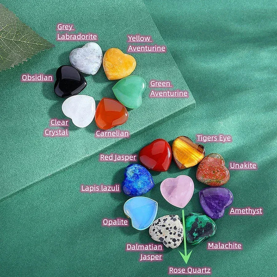 Heart-Shaped Natural Crystal Healing Stones – Amethyst & Agate Gravel