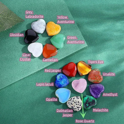 Heart-Shaped Natural Crystal Healing Stones – Amethyst & Agate Gravel