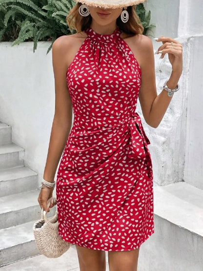 Women’s Polka Dot Lace-Up Mini Dress – Summer Vacation Party Outfit