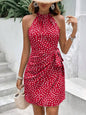 Women’s Polka Dot Lace-Up Mini Dress – Summer Vacation Party Outfit