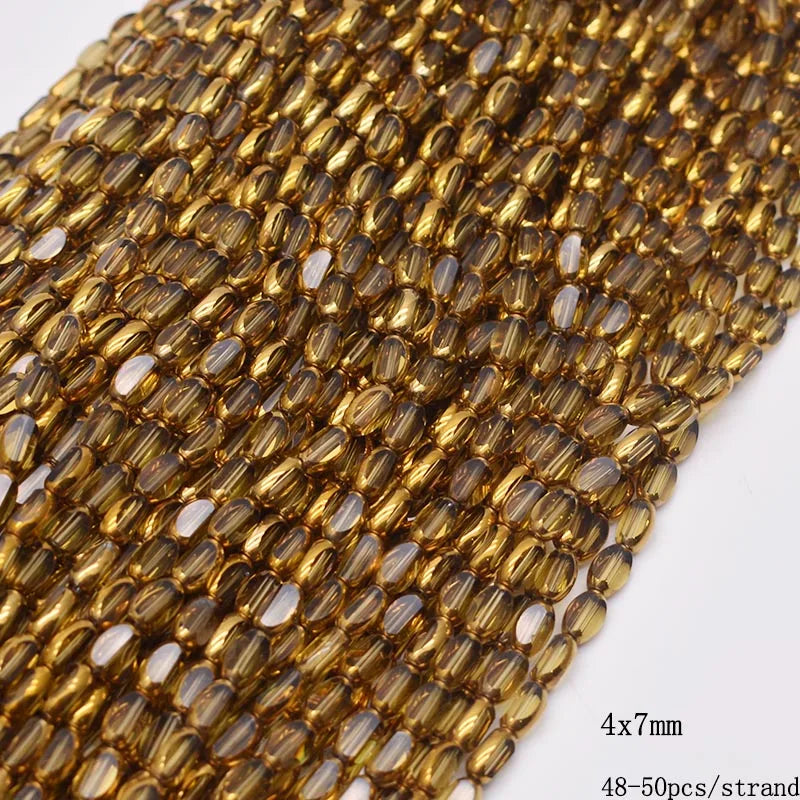 4x7mm Gold Plated Glass Spacer Beads – Briolette Crystal Beads for Jewelry DIY