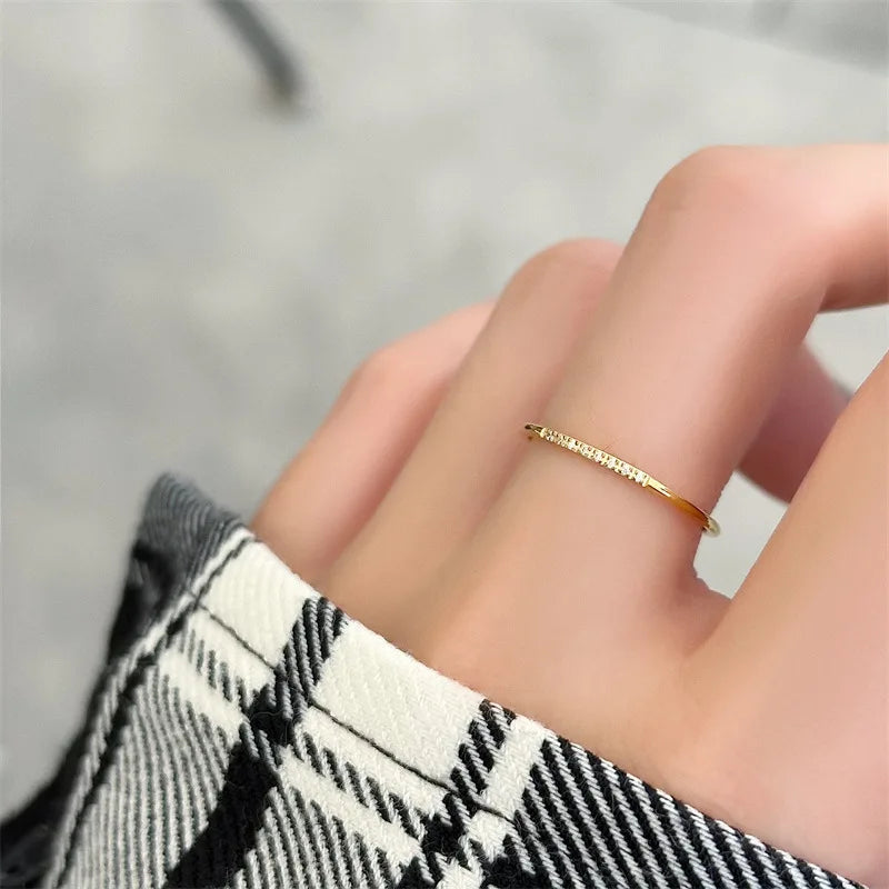 Elegant Cubic Zirconia Stainless Steel Wedding Ring – 18K Gold Plated Jewelry