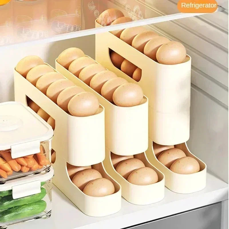 Egg holder with eggs inside a refrigerator