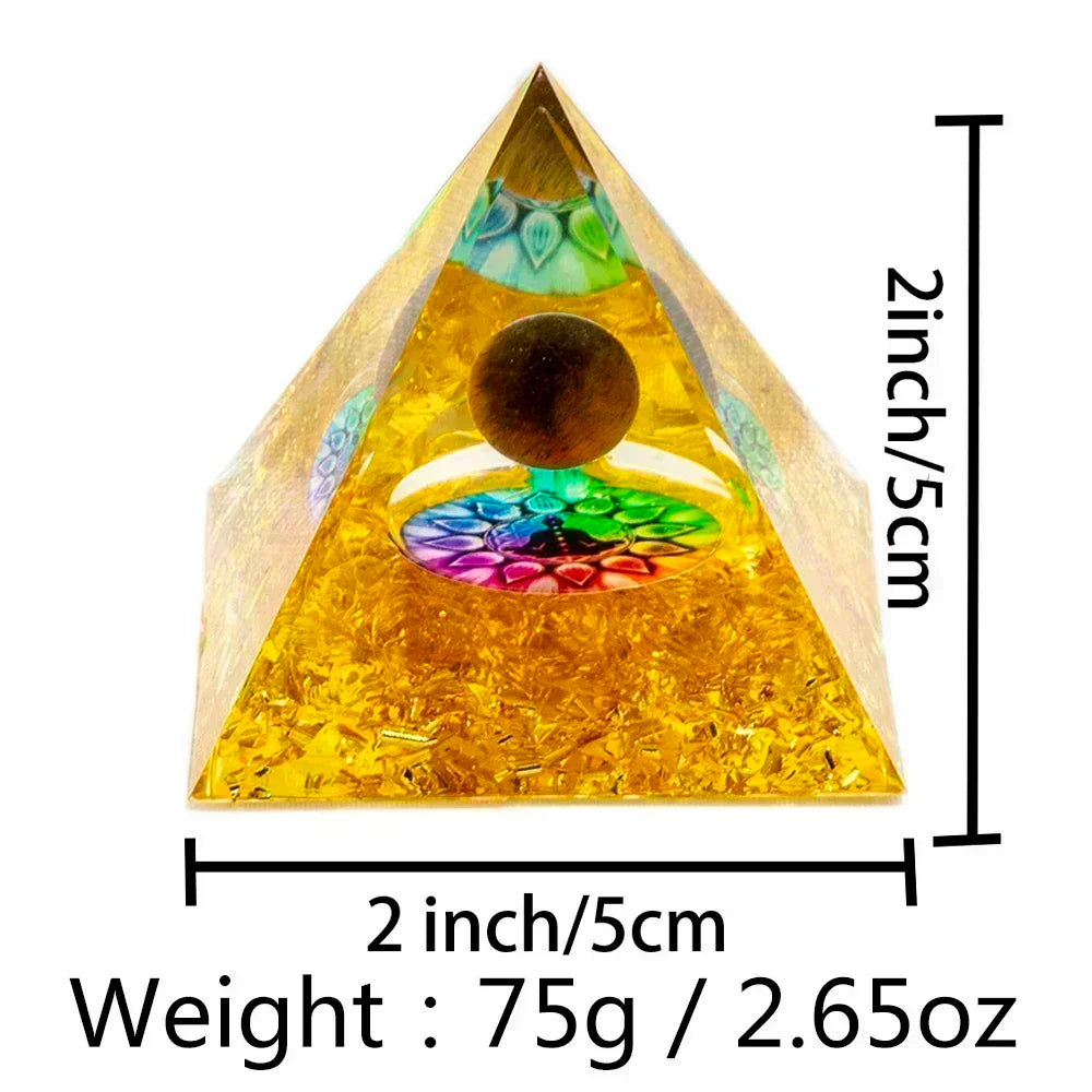 Natural Crystal Energy Pyramid – Peridot & Amethyst Chakra Healing Décor
