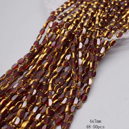 4x7mm Gold Plated Glass Spacer Beads – Briolette Crystal Beads for Jewelry DIY