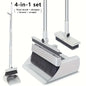 4-in-1 cleaning set with floor brush, dustpan, broom, and scraper on a white background