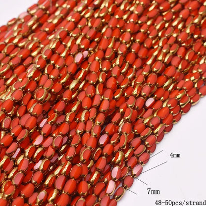 4x7mm Gold Plated Glass Spacer Beads – Briolette Crystal Beads for Jewelry DIY