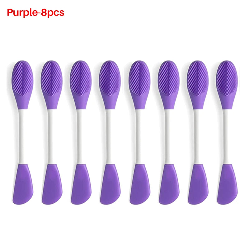 Purple silicone spatulas on a white background with 'Purple-8pcs' text.