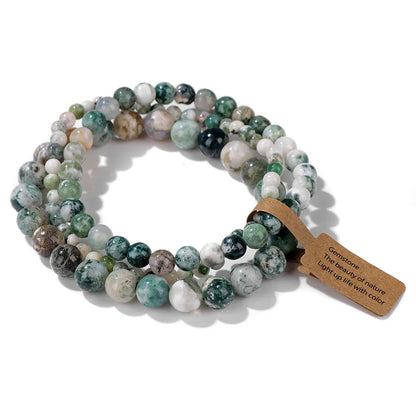 3pcs Natural Stone Beads Bracelet Set for Women & Men - Agates & Quartz