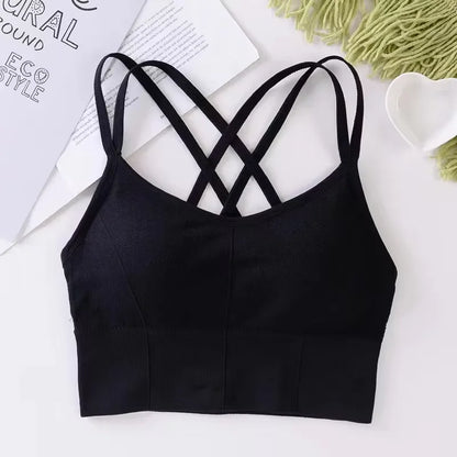 Women's Cross Strap Push-Up Sports Bra – Breathable Yoga Tank Top