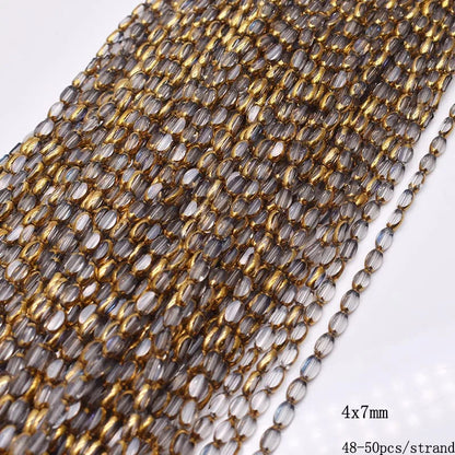 4x7mm Gold Plated Glass Spacer Beads – Briolette Crystal Beads for Jewelry DIY