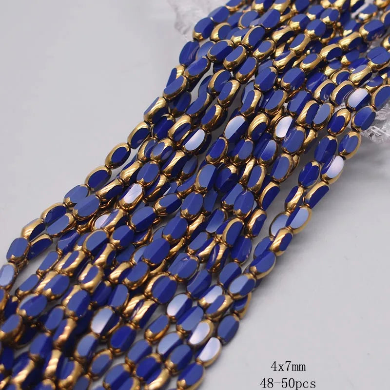 4x7mm Gold Plated Glass Spacer Beads – Briolette Crystal Beads for Jewelry DIY