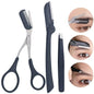 Stainless Steel Eyebrow Trimmer Scissors & Comb Set - Precision Grooming Tool for Men and Women - Effortless Hair Removal