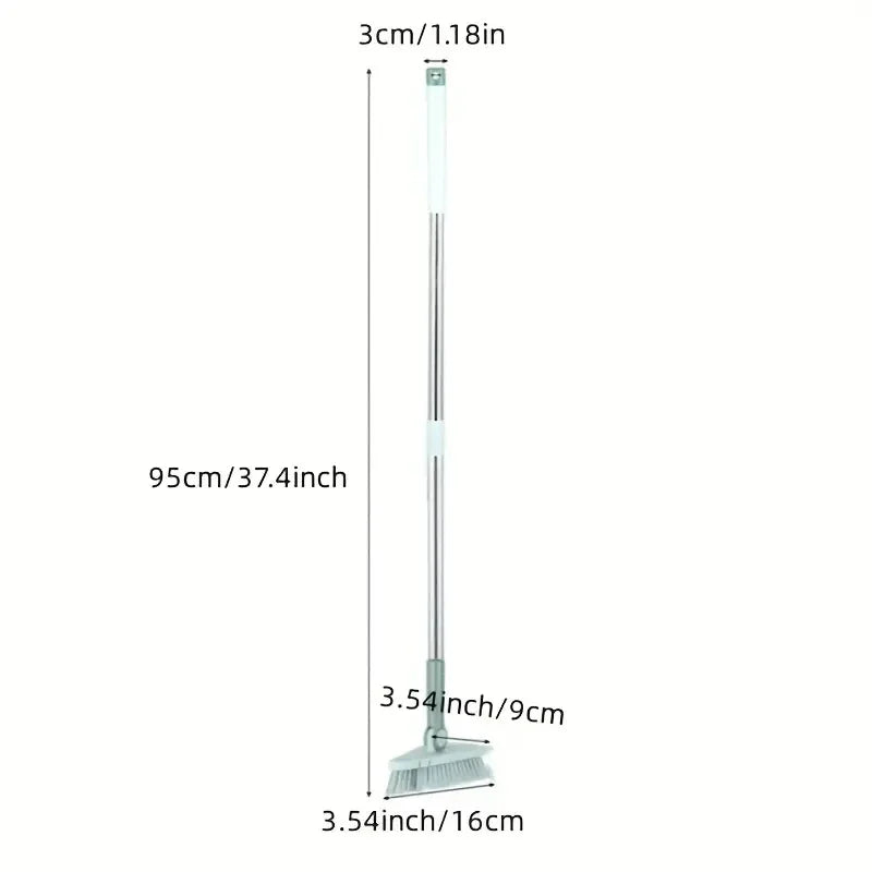 Measurement chart of a broom with dimensions labeled on a white background