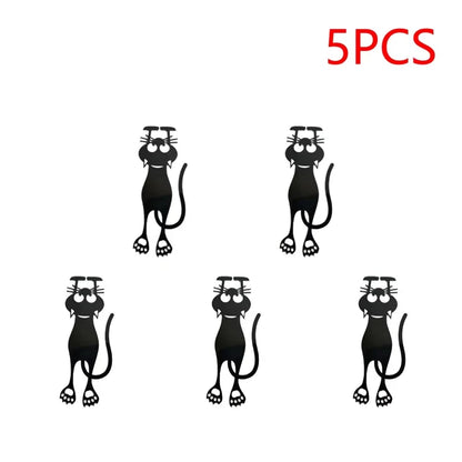Five black cartoon-style cats on a white background with '5PCS' in red text above.