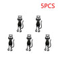 Five black cartoon-style cats on a white background with '5PCS' in red text above.
