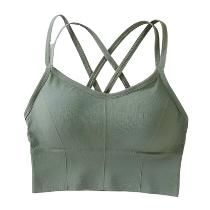 Women's Cross Strap Push-Up Sports Bra – Breathable Yoga Tank Top