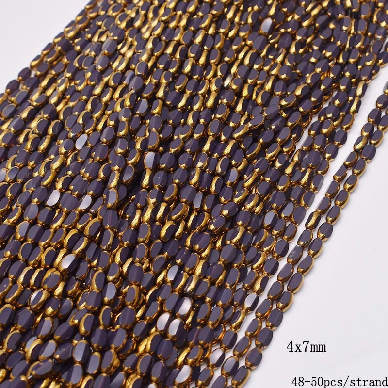 4x7mm Gold Plated Glass Spacer Beads – Briolette Crystal Beads for Jewelry DIY