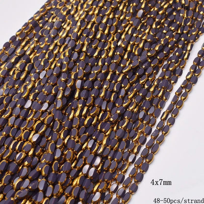 4x7mm Gold Plated Glass Spacer Beads – Briolette Crystal Beads for Jewelry DIY