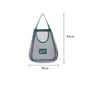 Mesh bag with dimensions labeled on a white background