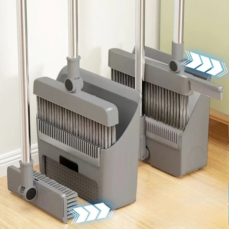 Gray cleaning brush with LED lights on a wooden floor